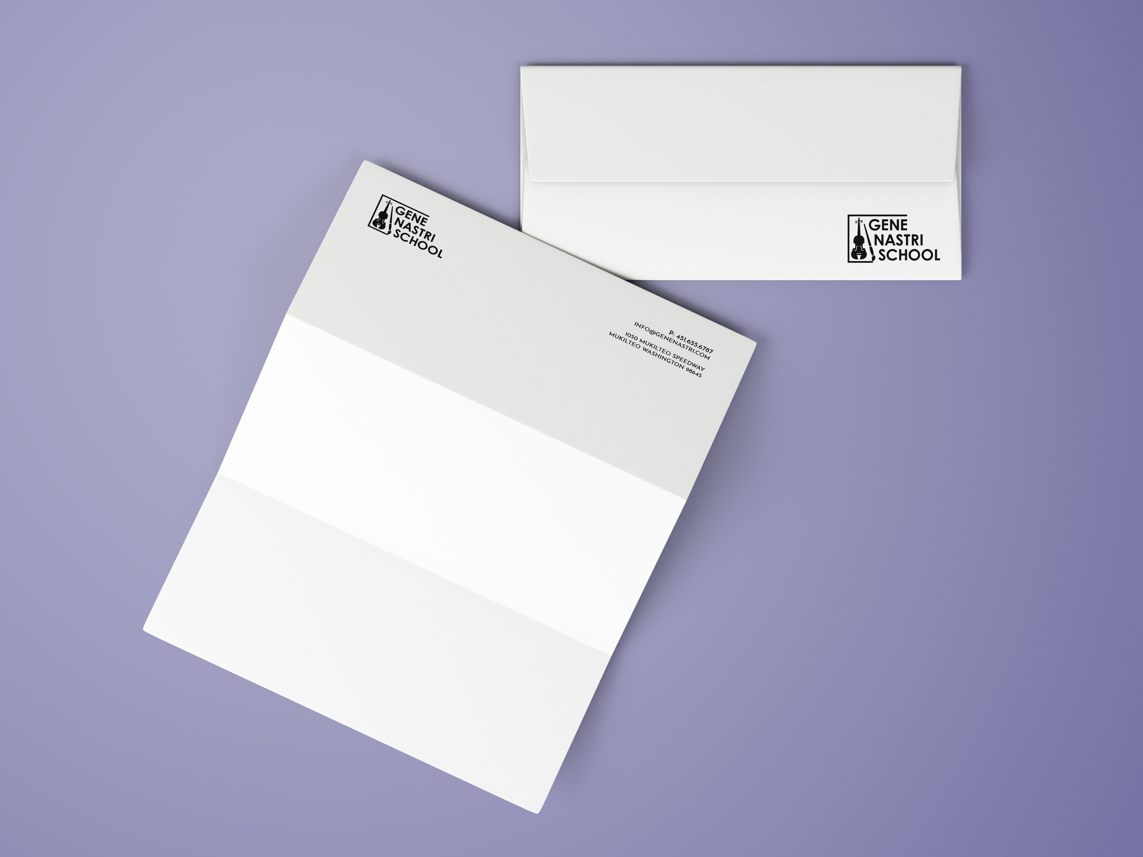 letterhead mockup with the logo and adrress on a white piece of paper
