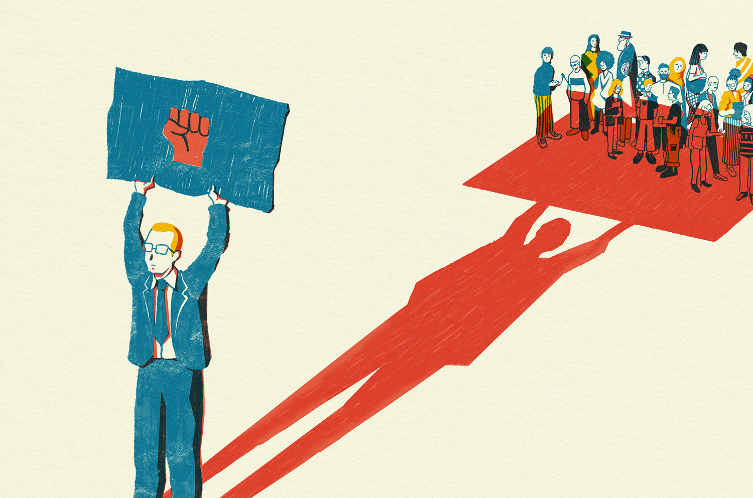 illustration of a man holding up a signboard